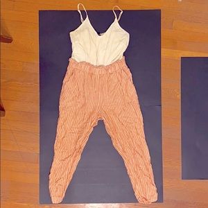 White and peach romper